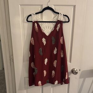 SHEIN Burgundy Leaf Print Blouse